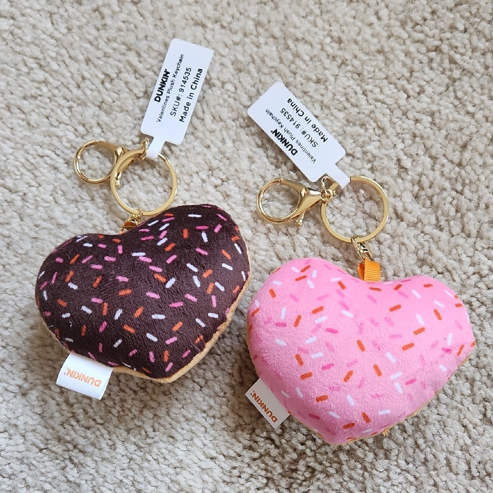 DUNKIN' Valentine's Plush Heart-Shaped Keychains